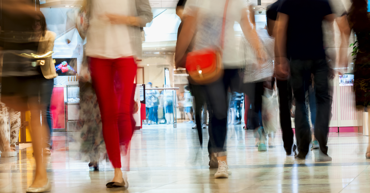 Shopping center image of people walking