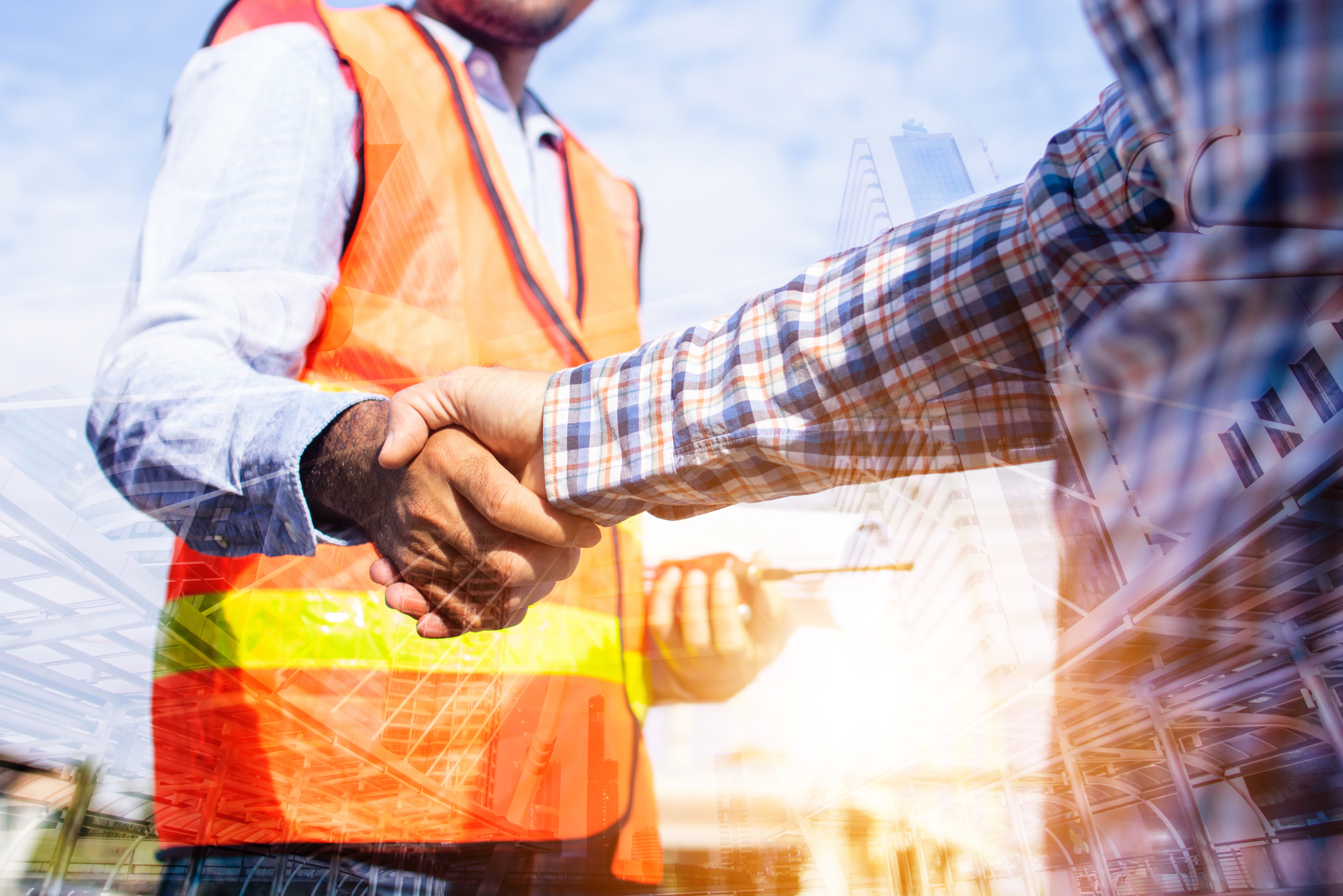 construction professionals shaking hands